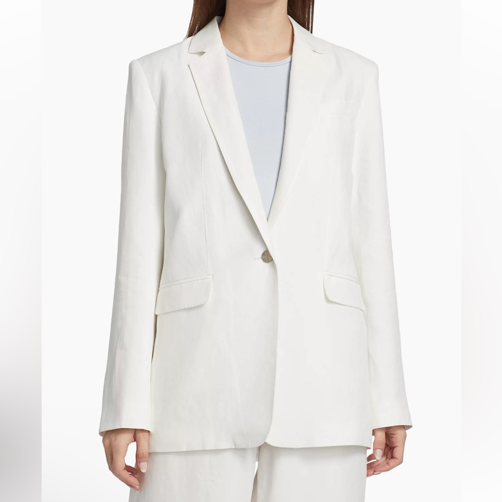 Halston Jamie Blazer, White, viscose linen, NWT retails $848, size 12
